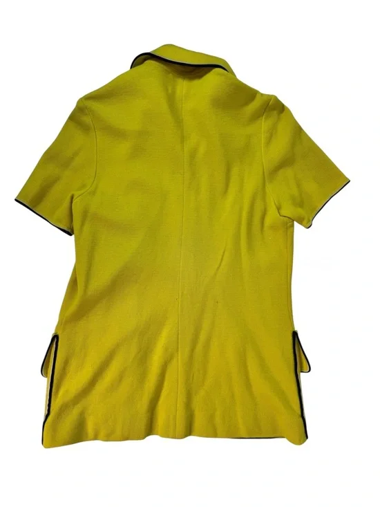 LUCIA YELLOW KNIT BLAZER JACKET WITH POCKETS VINTAGE BUTTONLESS TOP WOMAN MEDIUM - Picture 3 of 9